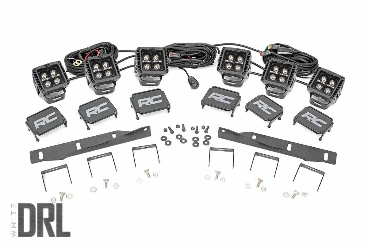 Fits Ford Raptor(17-20) LED Light Fog Mount Triple 2_ Black Pair DRL 70700DRL